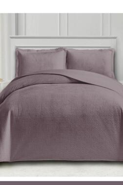 Toskana Çift Kişilik Lüks Kadife Yatak Örtüsü Mürdüm - Çeyiz Diyarı