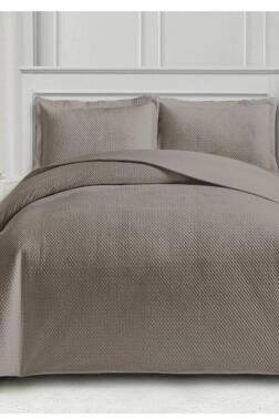 Toskana Tek Kişilik Lüks Kadife Yatak Örtüsü Koyu Taş - Çeyiz Diyarı