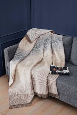 Tronc Çift Kişilik Pamuklu Battaniye Bej - Çeyiz Diyarı