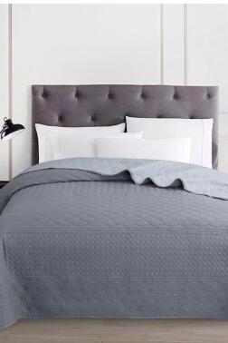 Ultrasonik Kapitoneli Doremi Çift Taraflı Çift Kişilik Yatak Örtüsü Gri - Çeyiz Diyarı