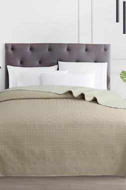 Ultrasonik Kapitoneli Doremi Çift Taraflı Tek Kişilik Yatak Örtüsü Bej - Çeyiz Diyarı