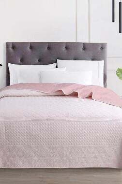 Ultrasonik Kapitoneli Doremi Çift Taraflı Tek Kişilik Yatak Örtüsü Pembe - Çeyiz Diyarı