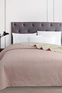 Ultrasonik Kapitoneli Doremi Çift Taraflı Tek Kişilik Yatak Örtüsü Pudra - Çeyiz Diyarı