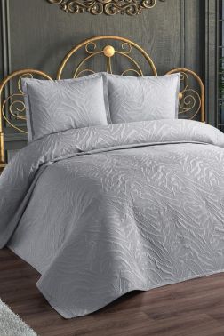 Ultrasonik Kapitoneli Fenomen Çift Kişilik Yatak Örtüsü Gri - Çeyiz Diyarı