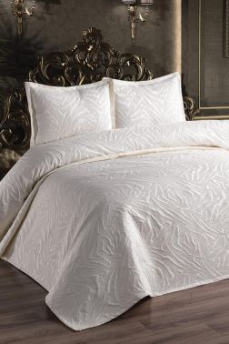 Ultrasonik Kapitoneli Fenomen Çift Kişilik Yatak Örtüsü Krem - Çeyiz Diyarı