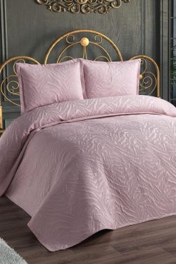 Ultrasonik Kapitoneli Fenomen Çift Kişilik Yatak Örtüsü Pudra - Çeyiz Diyarı