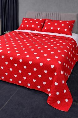 Ultrasonik Kapitoneli Leman Çift Kişilik Pike Takımı 195x235 cm Kırmızı - Çeyiz Diyarı