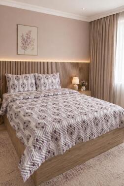 Ultrasonik Kapitoneli Zentera Çift Kişilik Pike Takımı 195x235 cm Lila - Çeyiz Diyarı