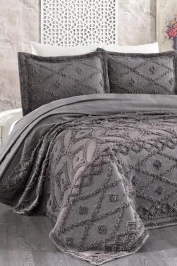 Umay Şönil Çift Kişilik Yatak Örtüsü Antrasit - Çeyiz Diyarı