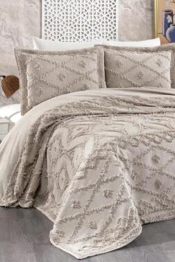 Umay Şönil Çift Kişilik Yatak Örtüsü Taş - Çeyiz Diyarı