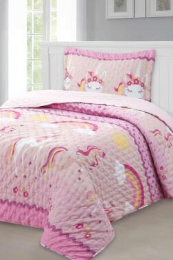 Unicorn Genç Ve Çocuk Tek Kişilik Yatak Örtüsü 180x240 - Çeyiz Diyarı