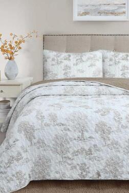 Uniqe Elyaf Dolgulu Çift Kişilik 240x260 Cm Yatak Örtüsü Cappucino - Çeyiz Diyarı