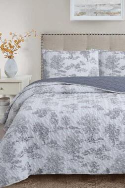 Uniqe Elyaf Dolgulu Çift Kişilik 240x260 Cm Yatak Örtüsü Gri - Çeyiz Diyarı