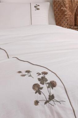 Vera 6 Parça %100 Pamuk Çift Kişilik Nevresim Takımı Vizon - Çeyiz Diyarı (1)