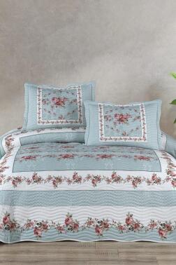 Veraluna Baskılı Kapitoneli Çift Kişilik Yatak Örtüsü Mint - Çeyiz Diyarı