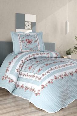 Veraluna Baskılı Kapitoneli Tek Kişilik Yatak Örtüsü Mint - Çeyiz Diyarı