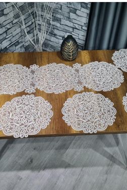 Violet Kordone 7 Parça Yemek Takımı Krem - Çeyiz Diyarı