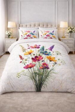 Virella 5D Baskılı %100 Pamuklu Çift Kişilik Nevresim Takımı - Çeyiz Diyarı