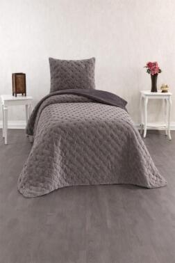 Viyana Tavşan Tüyü Tek Kişilik Yatak Örtüsü 180x230 Antrasit - Çeyiz Diyarı