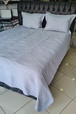 Washed Zigzag Tek Kişilik Yatak Örtüsü Açık Gri - 2