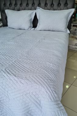 Washed Zigzag Tek Kişilik Yatak Örtüsü Açık Gri - 3