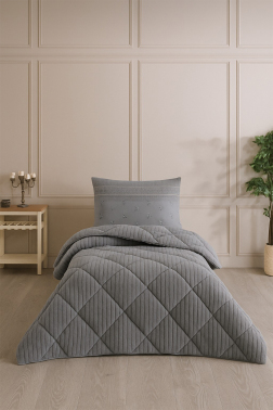 Wellsoft Jakarlı Uyku Seti 3 Parça Tek Kişilik Antrasit - Çeyiz Diyarı