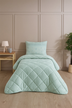 Wellsoft Jakarlı Uyku Seti 3 Parça Tek Kişilik Mint - Çeyiz Diyarı