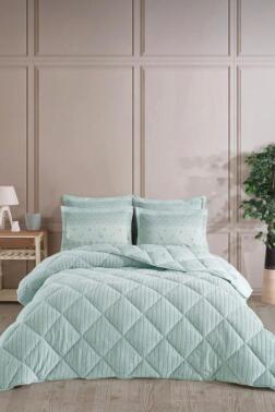 Wellsoft Jakarlı Uyku Seti 4 Parça Çift Kişilik Mint - Çeyiz Diyarı