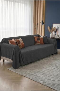 Wellsoft Süngerli Koltuk Örtüsü 170x210 Cm Koyu Gri - Çeyiz Diyarı