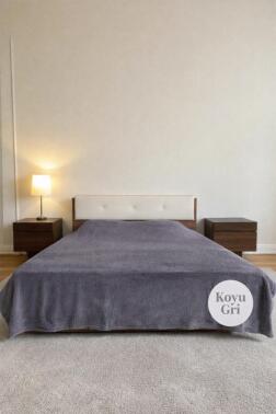 Welsoft Çift Kişilik Battaniye 200x220 cm Koyu Gri - Çeyiz Diyarı
