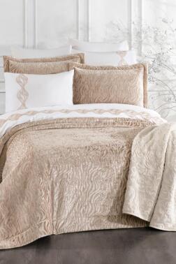 Yakut 10 Parça Battaniyeli Çeyiz Seti Bej - Çeyiz Diyarı