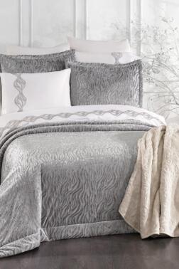 Yakut 10 Parça Battaniyeli Çeyiz Seti Gri - Çeyiz Diyarı