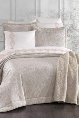 Yakut 10 Parça Battaniyeli Çeyiz Seti Krem - Çeyiz Diyarı