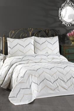 Yalina Nakışlı Şönil 3 Parça Çift Kişilik Yatak Örtüsü - Çeyiz Diyarı