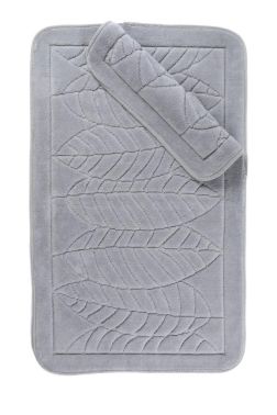 Yaprak Pamuk Banyo Paspas Seti 2'li Gri - Çeyiz Diyarı