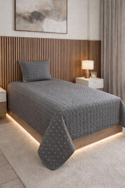 Yıldız Tek Kişilik Kapitoneli Yatak Örtüsü Antrasit - Çeyiz Diyarı