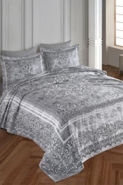 Yuliya Çift Kişilik Şönil Yatak Örtüsü Gri - Hobby