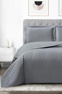 Zagreb Elyaf Dolgulu Çift Kişilik 240x260 Cm Yatak Örtüsü Antrasit - Çeyiz Diyarı