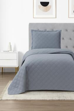 Zagreb Elyaf Dolgulu Tek Kişilik 180x240 Cm Yatak Örtüsü Antrasit - Çeyiz Diyarı