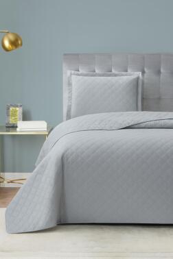 Zagreb Elyaf Dolgulu Tek Kişilik 180x240 Cm Yatak Örtüsü Gri - Çeyiz Diyarı