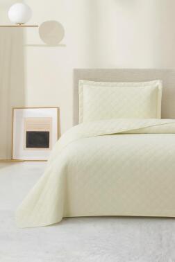 Zagreb Elyaf Dolgulu Tek Kişilik 180x240 Cm Yatak Örtüsü Krem - Çeyiz Diyarı