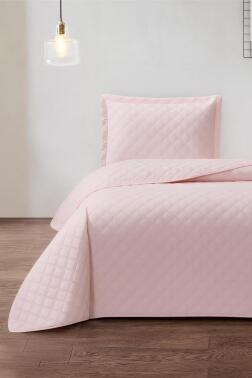 Zagreb Elyaf Dolgulu Tek Kişilik 180x240 Cm Yatak Örtüsü Pudra - Çeyiz Diyarı