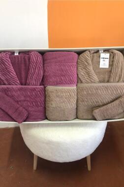 Zebra 8 Parça Aile Bornoz Takımı Mürdüm - Kahve - Çeyiz Diyarı