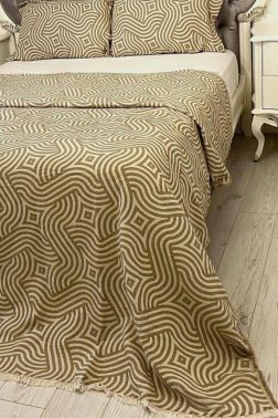 Zebra Müslin Çift Kişilik Saçaklı Pike Takımı 230x250 Kahve - 1