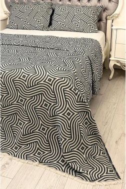 Zebra Müslin Çift Kişilik Saçaklı Pike Takımı 230x250 Lacivert - 1