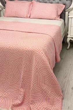 Zebra Müslin Çift Kişilik Saçaklı Pike Takımı 230x250 Pudra - Çeyiz Diyarı